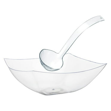 saney Plastic Punch Bowl With Ladle I 4 Pcs I Looks Like A Glass Punch Bowl Set I 2 Sets of 1 Gallon Clear Punch Bowl Plastic With Punch Bowl Ladle Large Punch Bowl With Ladle 128Oz
