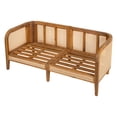 thumbnail image 4 of Christopher Knight Home Outdoor Wicker Sofa, Acacia Wood Frame with Cushions, Boho Patio Loveseat, Teak + Beige, 4 of 12