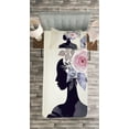 thumbnail image 3 of Ambesonne Watercolor Quilted Bedspread Set 2 Pcs, Lady Flower Feminine, Twin Size, Dark Purple Pink Beige, 3 of 3