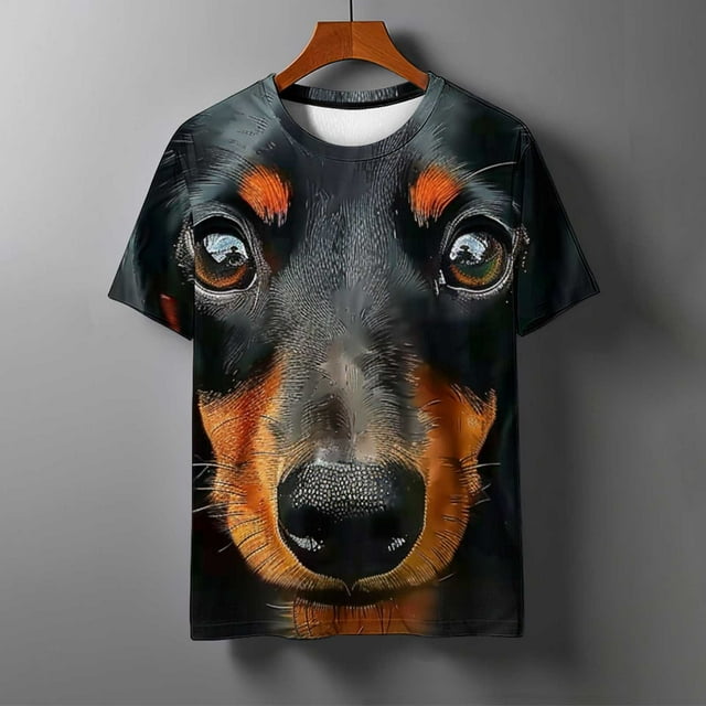 Tops para hombre, blusas y camisas de cuello redondo y manga corta para hombre, blusas casuales deportivas con estampado de perros y animales divertidos para hombre, camisas vintage de cuello redondo,