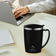 thumbnail image 6 of 304 Stainless Steel Coffee Mug with Lid - 12oz Thermal Insulated Travel Mug, Spill-Proof, Double-Wall Vacuum, Hot & Cold Beverage Cup - White/Purple, 11x8x5cm, Comfortable Handle, 6 of 6