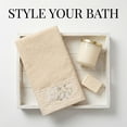 thumbnail image 5 of REGALWOVEN Floral Embroidered Hand Towels for Bathroom, 29" x 13" Soft Absorbent Flower Decorative Hand Towel Set Light Brown 1pk, 5 of 7