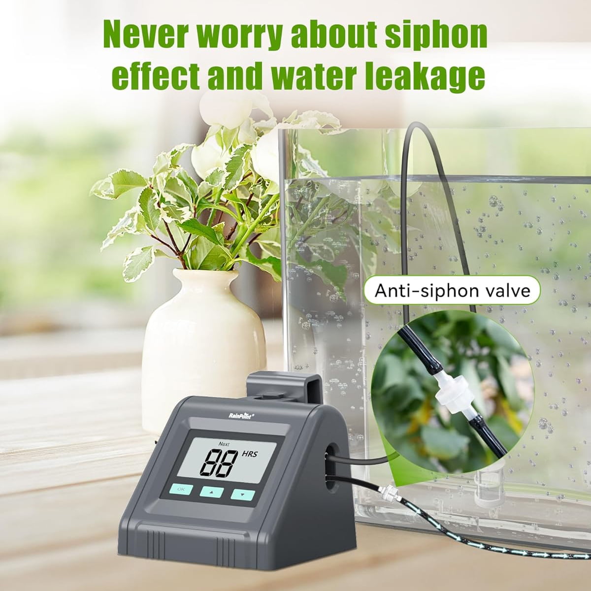 RainPoint Automatic Watering System for Potted Plants Adjustable DIY Drip Irrigation System, 10-Pot Indoor Watering Kit with Timer, IK10P