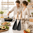 thumbnail image 6 of Astercook 2 Pack Silicone Cooking Spoons for Nonstick Cookware, Heat Resistant BPA-Free Spatula Spoon Set with Wood Handle & Built-in Spoon Rest, Kitchen Utensils for Stirring, Scooping, Serving, 6 of 9