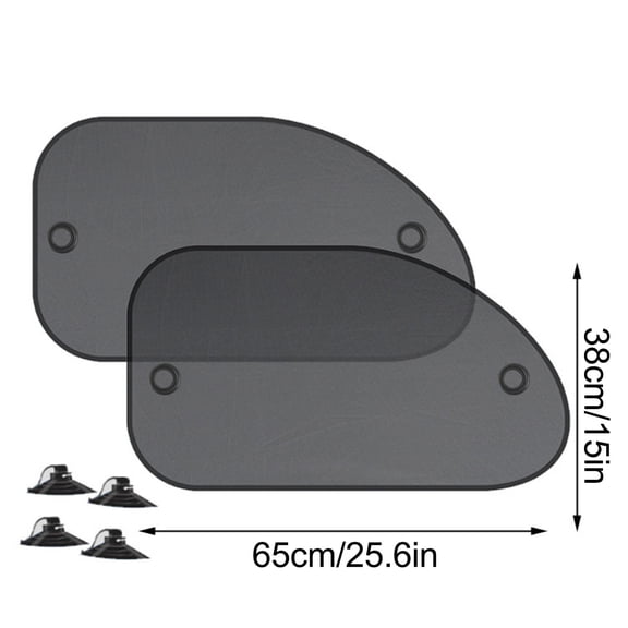 2 Pack Car Window Sun Shades with Suction Cups, UV Protection Auto Side Window Shades, Universal Fit Automotive Shading Screens for Blocking Glare, Protecting Passengers & Kids from Sun Heat