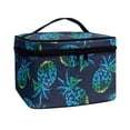 thumbnail image 2 of HELLHERO Portable Makeup Cosmetic Bag Organizer with Brush Slots Lightweight Large Capacity Polyester Women Gifts Perfect For Travel And Daily Use, Pineapple Pattern Design, 2 of 6