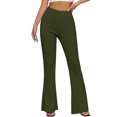thumbnail image 4 of ZOIGHDA Flare Leggings for Women High Waisted Yoga Pants Basic Solid Color Stretch Workout Bell Bottoms(Army Green,Small), 4 of 9
