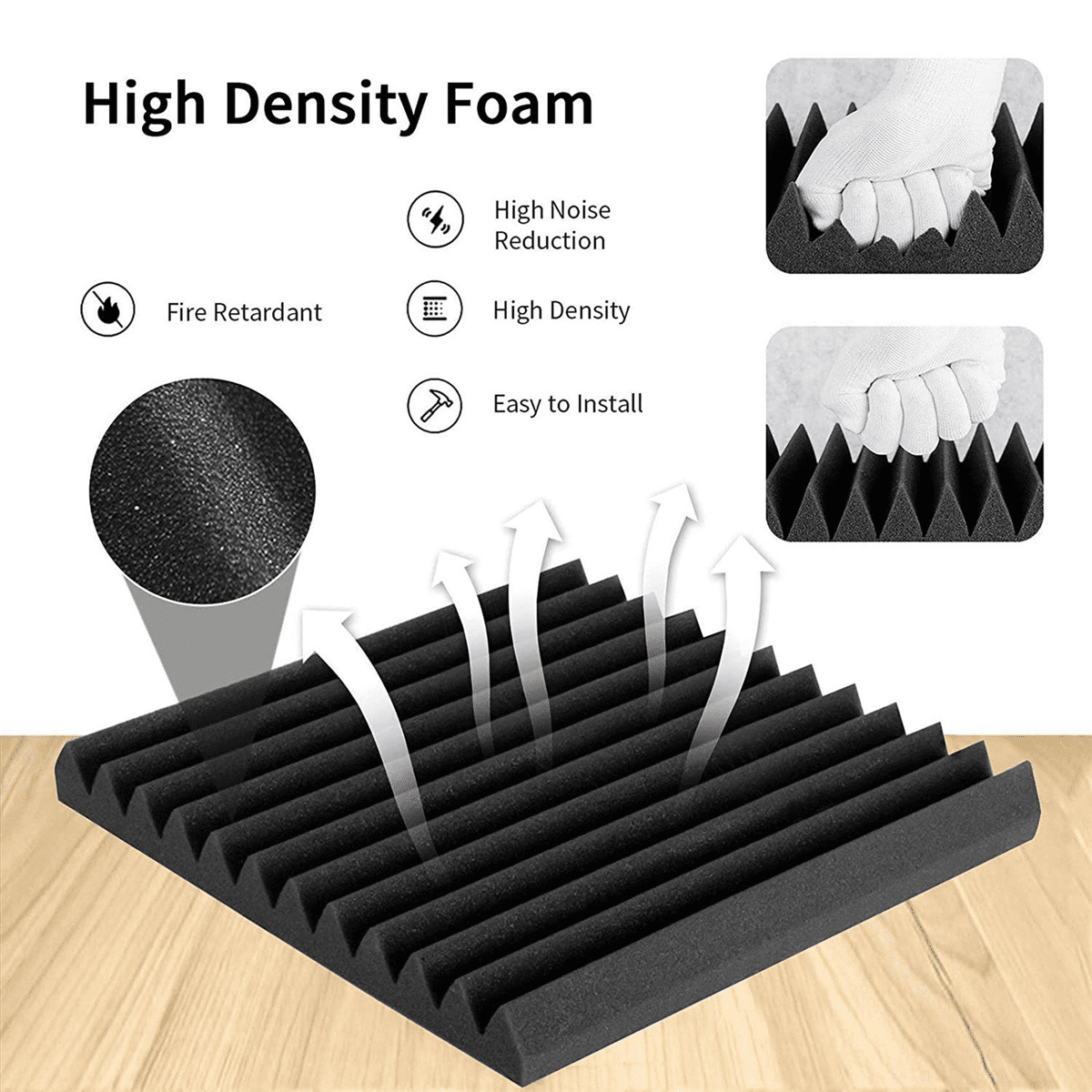 Acoustic Foam Panels Wedges 96 Pack Acoustic Panels 1 X 12 X 12inch Studio Sound Absorbing Tiles Recording Ceiling