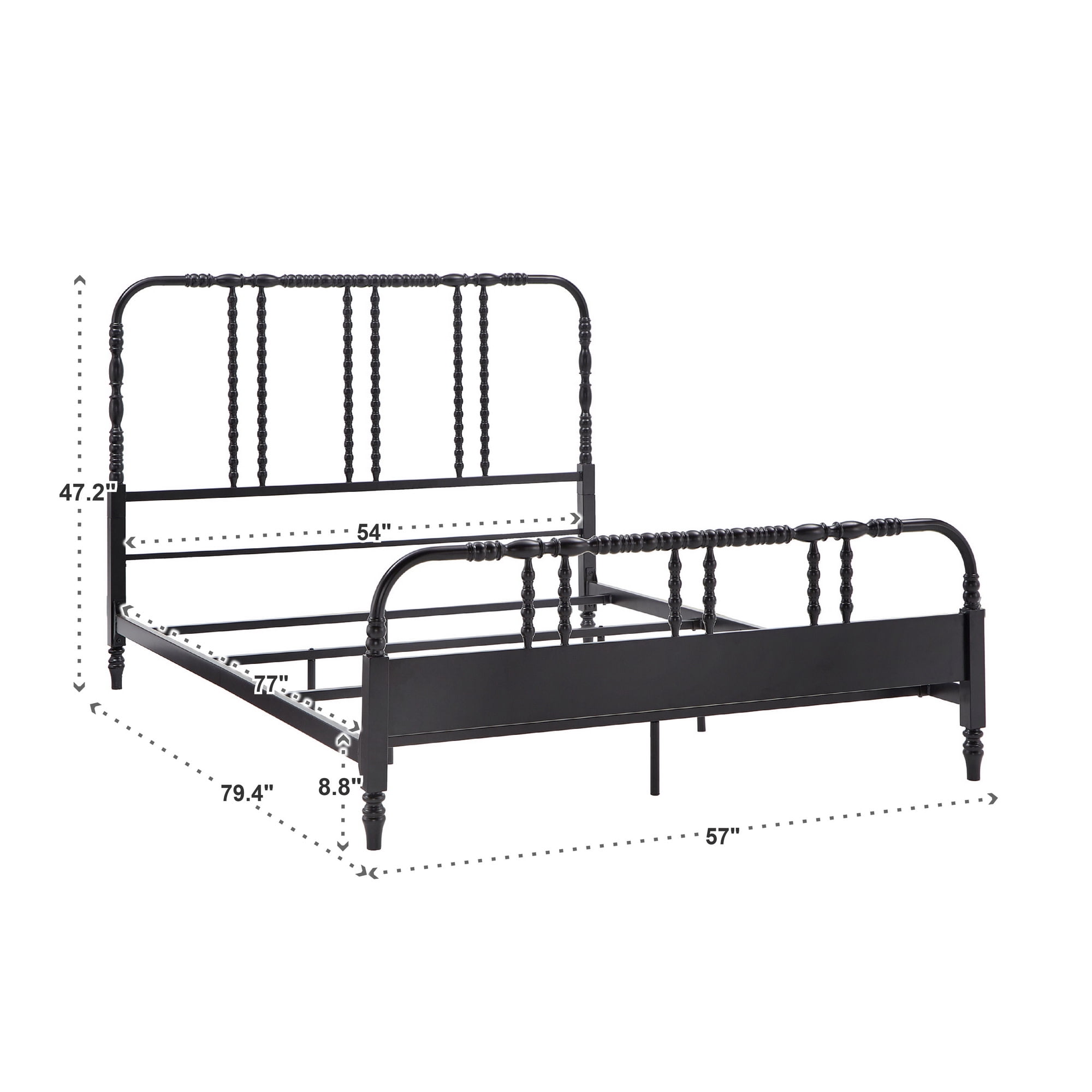 Weston Home Leona Metal Spool Full Bed, Black