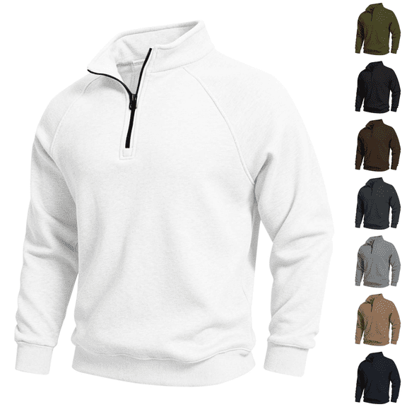 cocolona Mens Half Zipper Pullover Sweatshirts Fall Winter Stand Up Collar Long Sleeve Shirts Solid Color Casual Tops