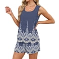 thumbnail image 5 of JULMCOMO Two Piece Sets for Women Floral Print Square Neck Casual Outfits Sleeveless Tank Top Drawstring Lounge Summer Short Sets with Pockets Navy S, 5 of 8