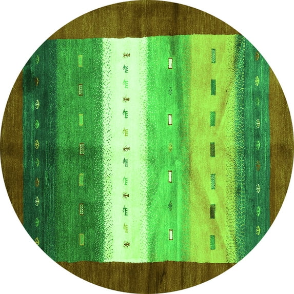 Ahgly Company Indoor Round Abstract Green Contemporary Area Rugs, 8' Round