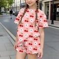 thumbnail image 2 of Afuyipoi Girls Casual 2-Piece Summer Clothing Set, Fashion Graphic Short Sleeve Tee and Matching Shorts, Kids Daily Activewear Set Pink Size 11-12 Years, 2 of 7