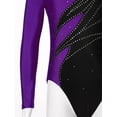 thumbnail image 5 of Zaldita Kids Girls Long Sleeve Shiny Gymnastics Leotard Athletic Ballet Dance Bodysuit Unitard Dancewear Activewear Purple 16, 5 of 7