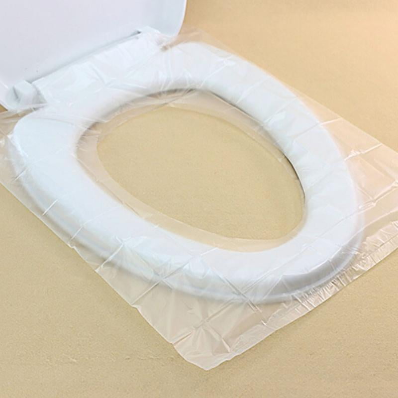 50Pcs/Pack Disposable Plastic Toilet Seat Cover Mat 100 Waterproof