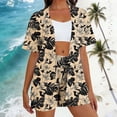 thumbnail image 2 of 2 Piece Outfits Summer,Women's 2 Piece Hawaiian Vacation Outfits Tropical Print Short Sleeve Shirts and Shorts Beach Sets Resort Wear, 2 of 6