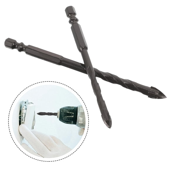 ORDDIART 2Pcs Porcelain Drill Bits Steel Triangular Cement Wall Drilling Construction