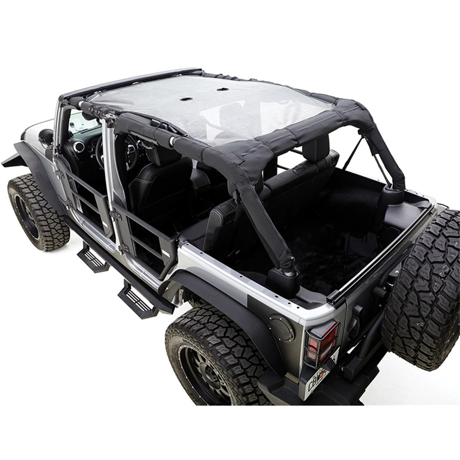 RAMPAGE PRODUCTS 94501R Combo Brief Extended Topper with Zip Out Rear  Section for 2007-2018 Jeep Wrangler Unlimited 4-Door, Black Mesh -  
