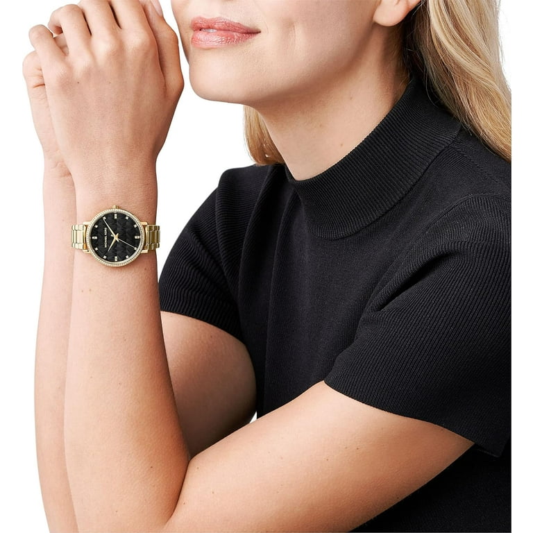 Michael kors black crystal watch sale