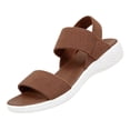 thumbnail image 3 of Women Shoes Women's Elastic Knit Strap Wedge Platform Sandals Spring Summer Open Toe Slip On Sandals for Women Wide Width Large Sizes Soft Stretch Breathable Fabric Non Slip Cushioned Insole Comfort, 3 of 6