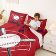 thumbnail image 3 of Erosebridal Boy Baseball Sport Bed Sheets, Crimson Navy Cartoon King Sheets, 4 Pieces, 3 of 5