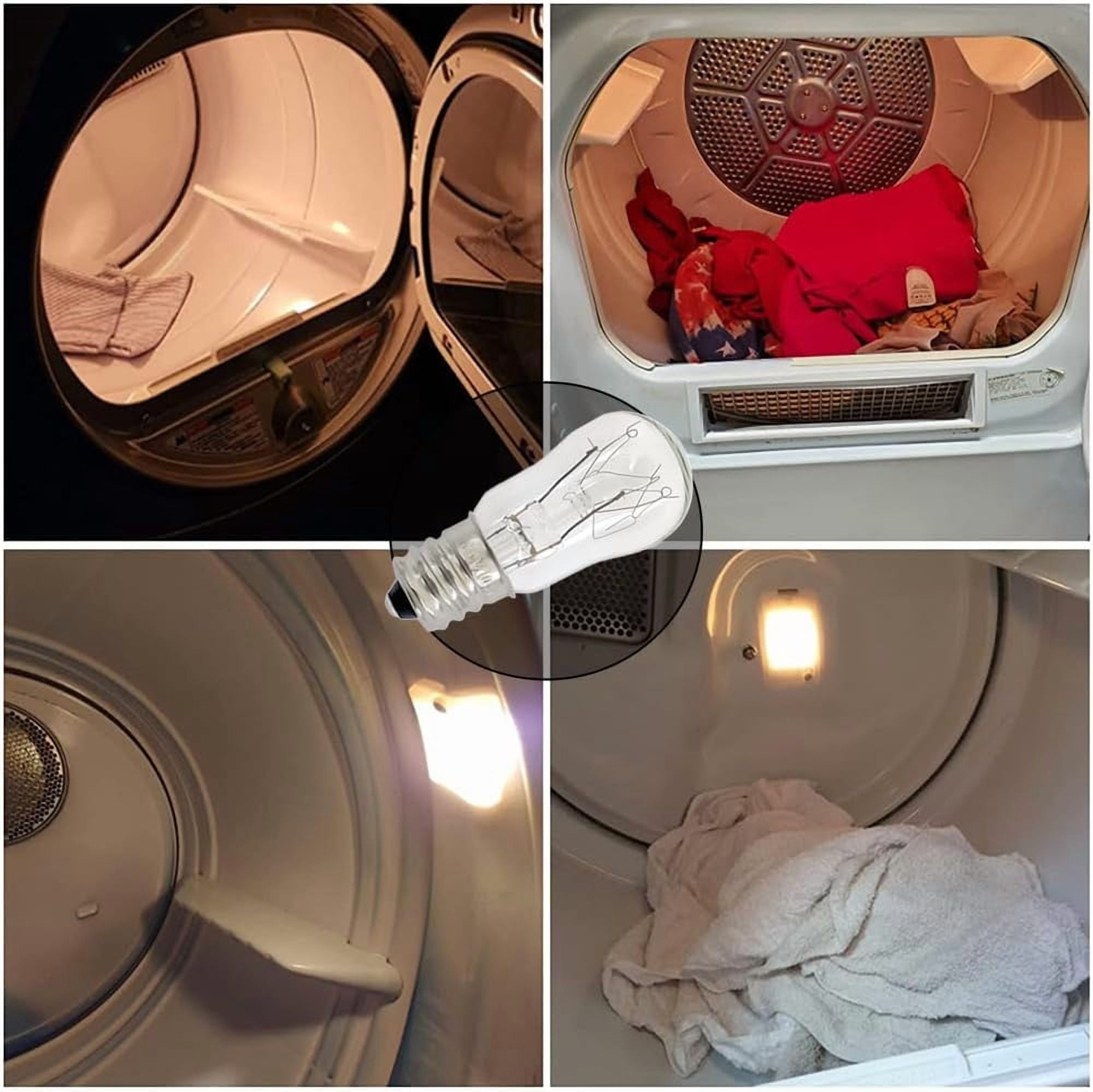 Appliance Clear Light WE05X20431 Dryer Drum Replacement Bulbs,120V/15W/E12,Dryer Light Bulb Compatible with GE & Hotpoint Dryers, 4-Pack