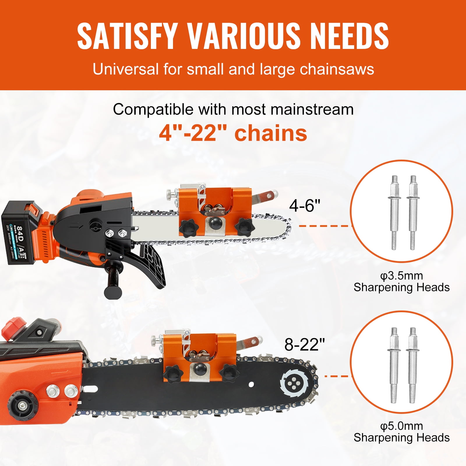 BENTISM Chainsaw Sharpener, Hand-Cranked Chainsaw Sharpening Jig for 4"-22" Chain Saws, Potable Chainsaw Chain Sharpener Tool Set with 4 Sharpening Heads for Landscaper, Lumberjack