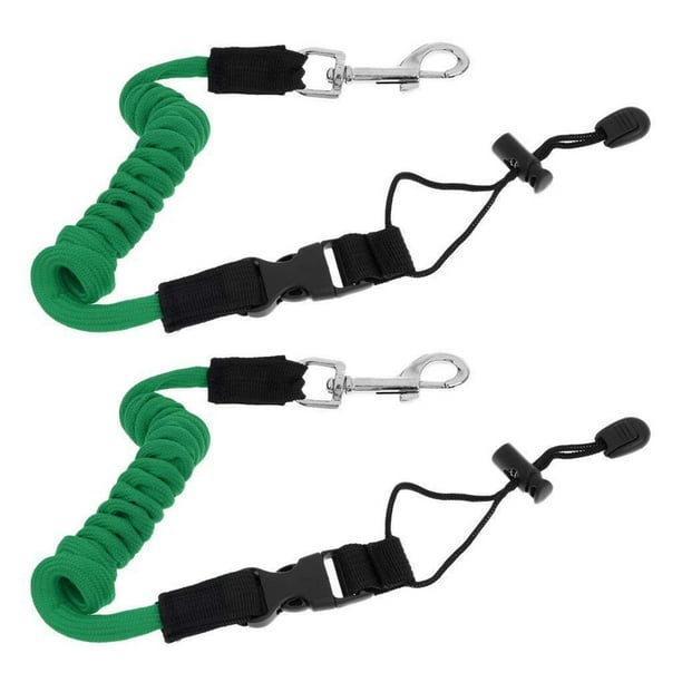 2 Pieces Kayak Paddle Leash Rope Elastic Canoe Fishing Fishing Rod Rod  Safety Tie Lanyard Belt Buckle Portable Water Sports Tools Green 