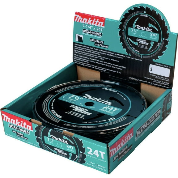 Makita A-94530-10 7-1/4 in. 24T Carbide-Tipped Ultra-Coated Framing Saw Blades (10-Pack)