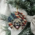 thumbnail image 3 of Patriotic Pug Stained Glass Portrait American Flag Ceramic Round Ornament Dog Lover Gifts Home Tree Decor - 01010, 3 of 5