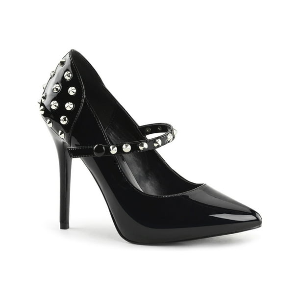 black high heels with silver studs