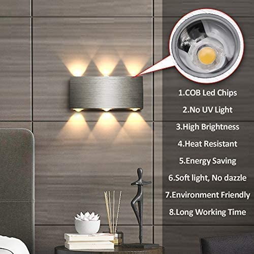 Applique Murale LED 8W Moderne Aluminium Lampe 8 LED Interieur Éclairage  Lumières pour Cuisine Escalier Chambre