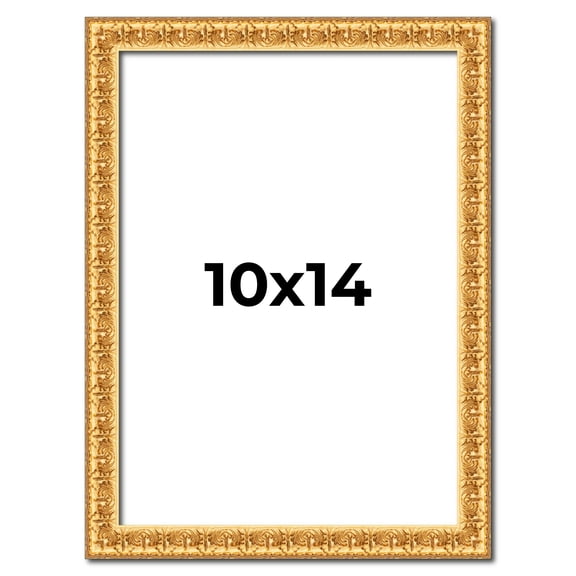 10x14 Frame Gold Real Wood Picture Frame Width 1 inches | Interior Frame Depth 0.5 inches | Edwina