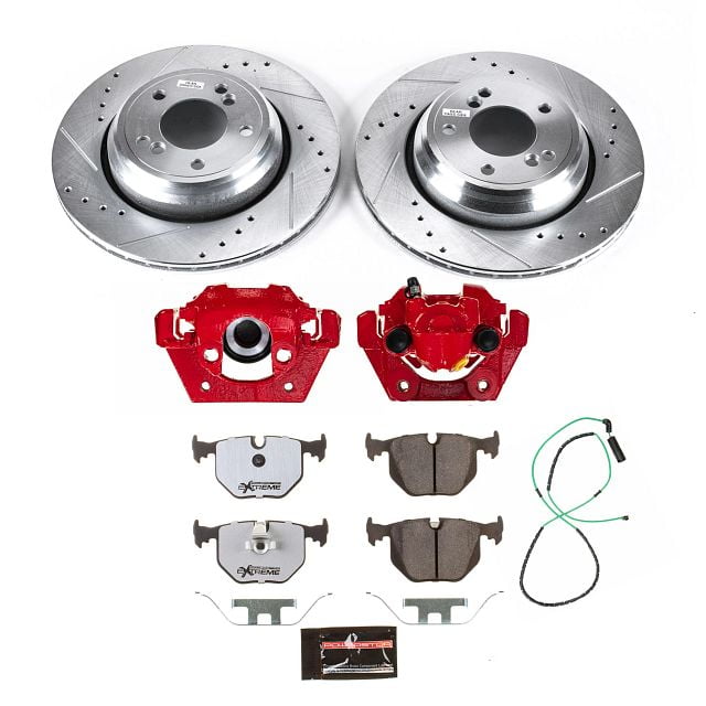 PowerStop Rear Z26 Street Warrior Brake Pad and Rotor Kit with Red Powder Coated Calipers Fits: BMW Select Models KC5732A-26