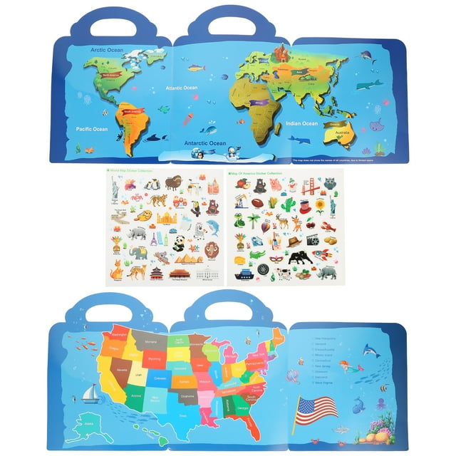 FRCOLOR Kids Sticker Book Reusable Sticker Book for Kids with Assorted Color PVC Stickers Educational Toy Suitable for Children,12.2"X9.25"X0.12"