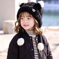 thumbnail image 2 of 2-8 Years Kids Winter Knit Cat Ear Beanie with Stripes, Cute Warm Hat for Boys Girls, 2 of 8