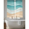 thumbnail image 5 of Turquoise Sheer Curtains 72 Inch Length 2 Panels Set for Living Room/Bedroom, Ocean Wave Stripes Modern Abstract Beach Semi Curtain Sheers Drapes Rod Pocket Curtains Window Treatment Set 52''x72''x2, 5 of 7