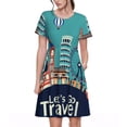 thumbnail image 1 of Balery Let's go Travel Vestidos sueltos de manga corta para mujer, vestidos de verano 2025, vestidos casuales de corte A con vuelo., 1 of 6