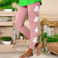 thumbnail image 2 of St. Patrick's Day Leggings for Women Plus Size Elastic Waisted Full Length Cute Graphic Print Tight Yoga Workout Pants(Pink,M), 2 of 4