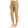 thumbnail image 4 of INSPIRE CHIC Women's High Waist Elastic Back Office Work Ankle Pants for Formal and Casual Occasions S Light Khaki Solid, 4 of 5