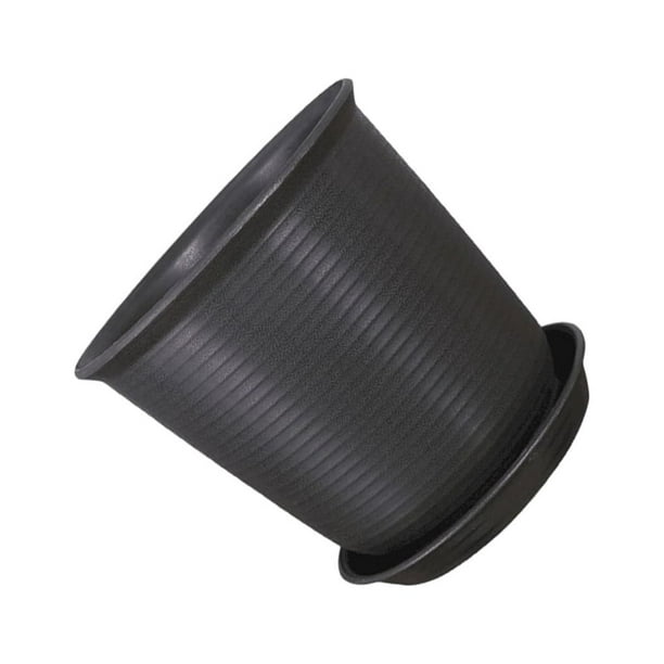 Kearding Maceta de flores para suelo de , maceta de jardín para dormitorio, maceta de resina, contenedor de plantas suculentas con bandeja, Jardín y Patio Gris Negro/Bandeja 18 cm * 13 cm * 10 cm