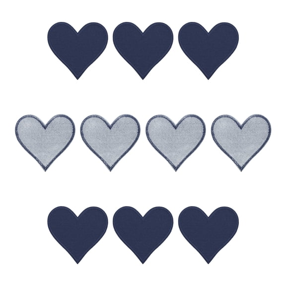 Uxcell Hearts Patches Indigo Iron-On Patch Sew Embroidered Applique 2.8x2.68 Inch Clothing Repair Backpack 10Pcs