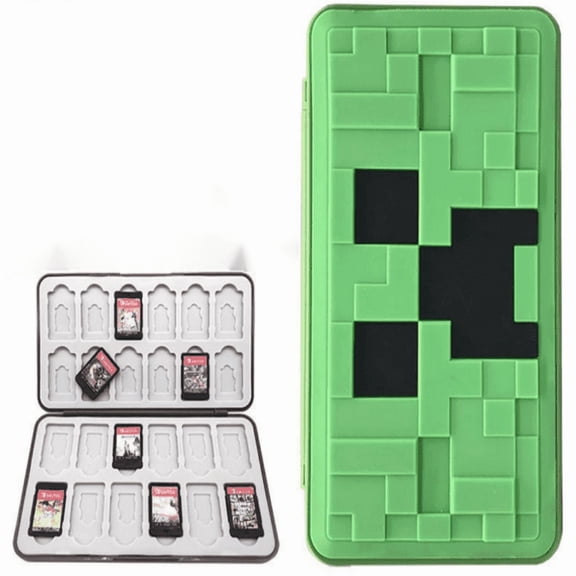 Cartridge Storage Case 6.3in/16cm - Dual Compartment PU Leather Organizer with TF/SD Slots & Modular Game Card Holder​​