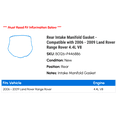 thumbnail image 2 of Rear Intake Manifold Gasket - Compatible with 2006 - 2009 Land Rover Range Rover 4.4L V8 2007 2008, 2 of 2