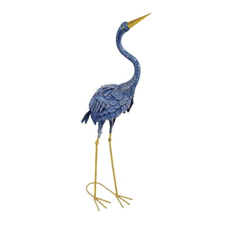 Outdoor Heron Crane Garden Statue Decoration 37" Tall in Purple and Gold