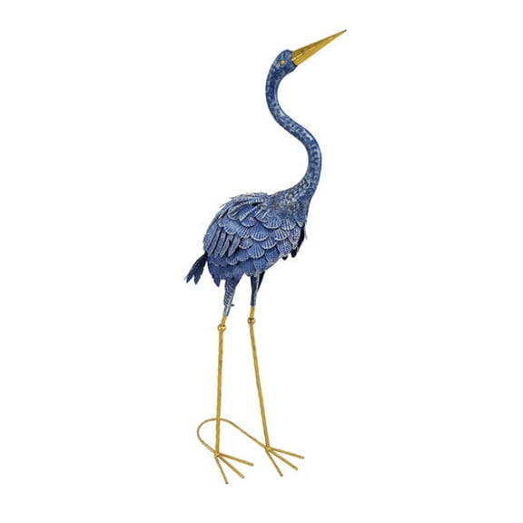 Outdoor Heron Crane Garden Statue Decoration 37" Tall in Purple and Gold
