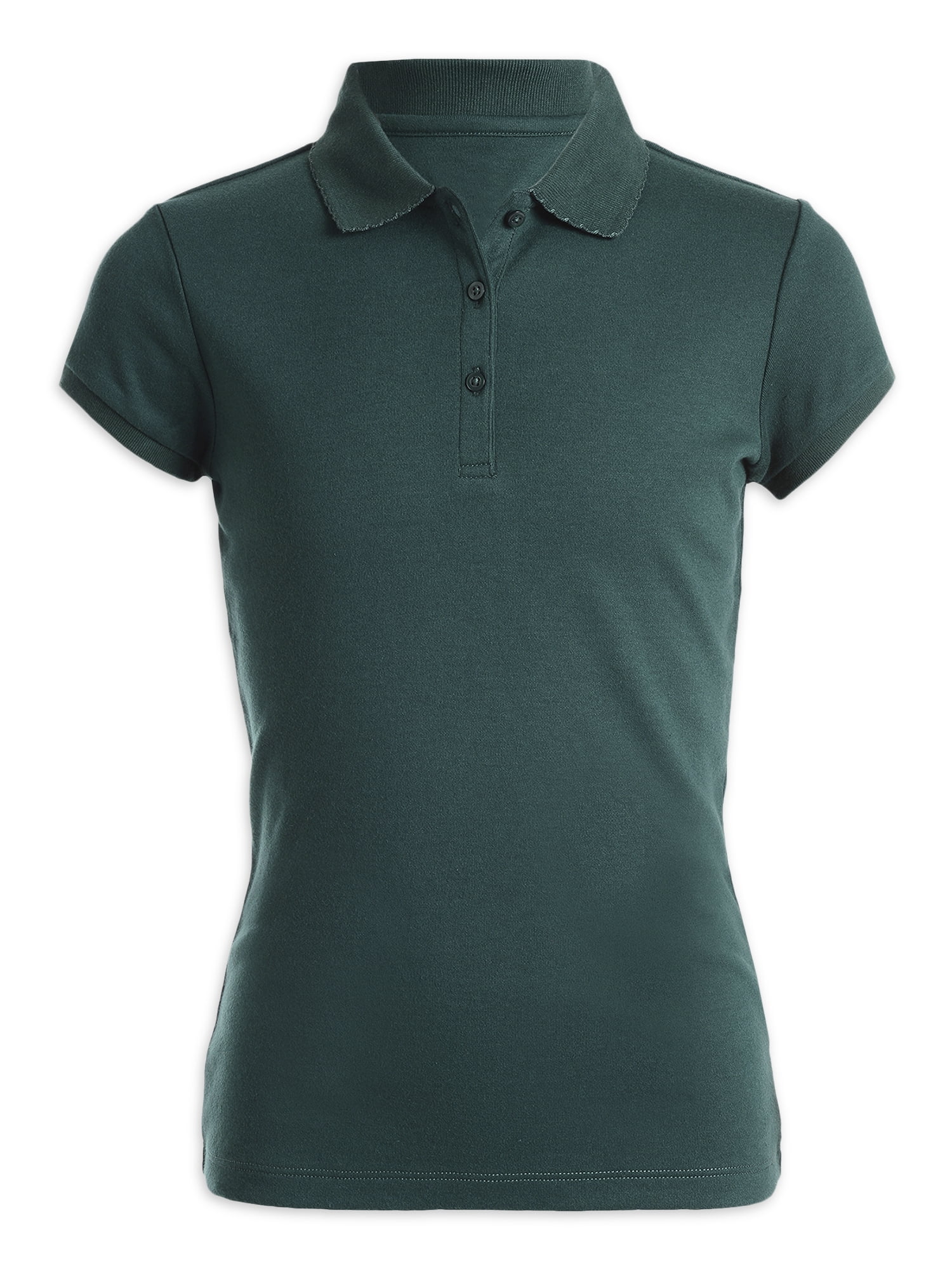 CHAPS Girls School Uniform Short Sleeve Interlock Polo With Picot Trim