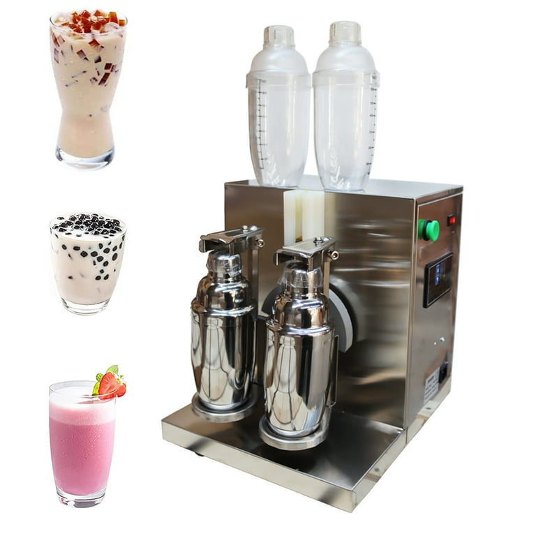 INTBUYING Double Station Milk Shaking Machine Milk Tea Shaker with 2pcs  750ml Mugs 