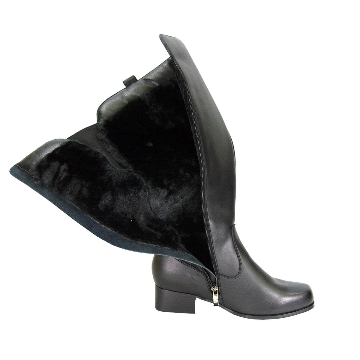 PEERAGE Carolyn Women Wide Width Wide Calf Leather Riding Boots BLACK 9
