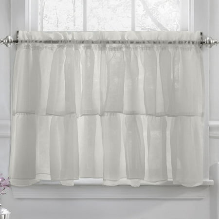Sweet Home Collection Elegant Crushed Voile Ruffle Kitchen Window This On Opens A Dialog That Displays Additional Images For Product With The Option To Zoom In Or Out
